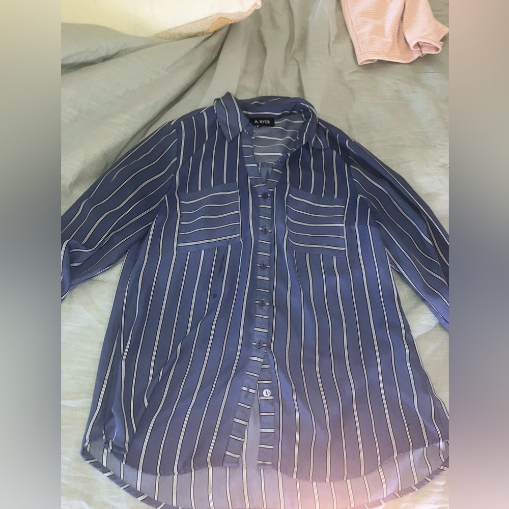 Blue button up blouse